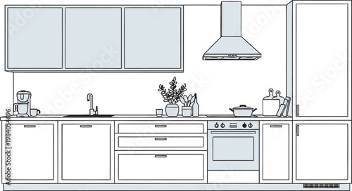 Minimalist kitchen sketch a clean and modern design for culinary spaces
