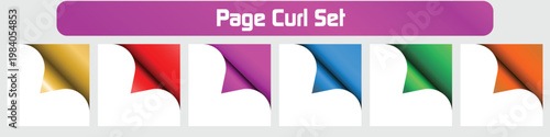 Modern Colorful Page Curl Corner Set with Glossy Gradient Paper Fold Effects 