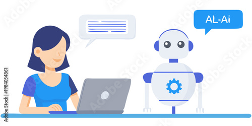 A woman interacts with an ai chatbot on a laptop