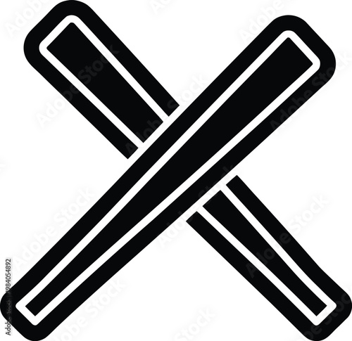 chopsticks pair resting parallel slight taper silhouette vector illustration on transparent background