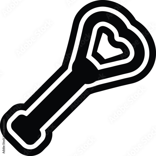 bottle opener classic metal lever with notched silhouette vector illustration on transparent background