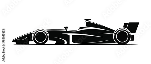 Fotografie Racing Car Silhouette Vector, High Speed Sports Car Black Icon, Motorsport Vehic
