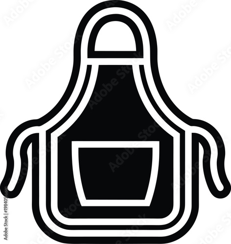 apron neck strap and waist ties bib style fro silhouette vector illustration on transparent background