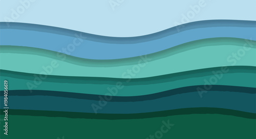 Wavy green hills landscape layers.