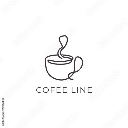 Coffee Shop Logo Design in Simple Minimalist Line Style