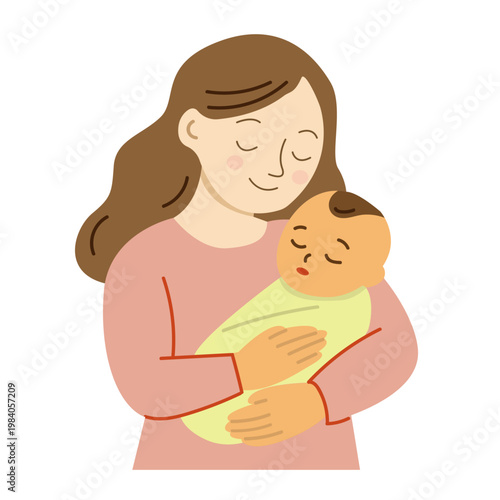 Mother Holding Sleeping Newborn Baby