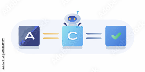 Robot mediating a process of data transformation from a to c