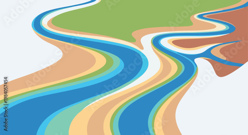 Wavy lines in multiple colors.