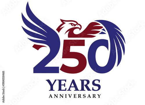 Commemorative logo celebrating a 250 years anniversary with a phoenix design