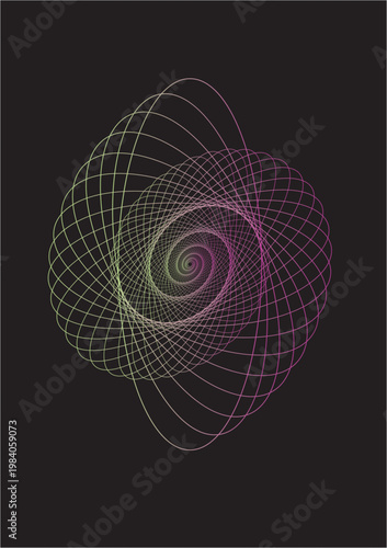 Vibrant multicolored wireframe design with intersecting lines and curves