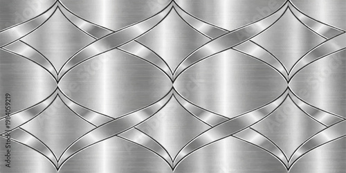 Seamless brushed silver metallic texture with a shiny stainless steel pattern and gray aluminum surface design for an abstract material backdrop