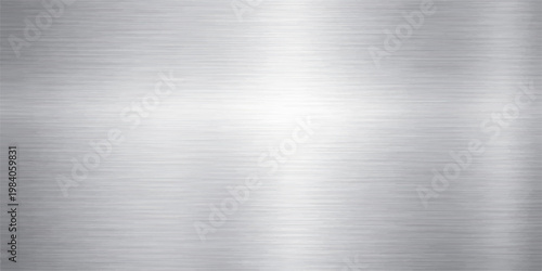 Polished silver stainless steel plate with a brushed metal texture creates an industrial metallic aluminum surface pattern for a sleek gray wallpaper design