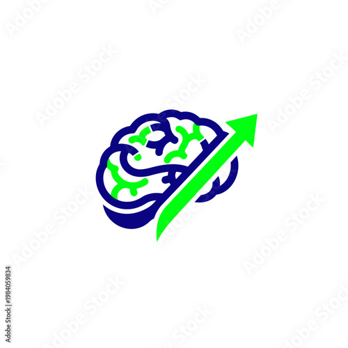 Brain with green arrow growth.