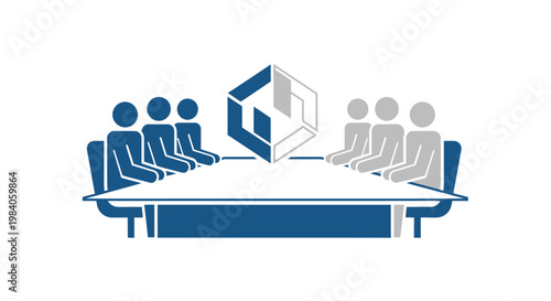 Business people sitting around meeting table.