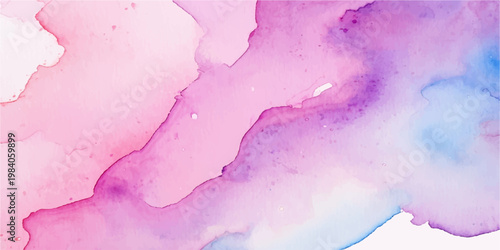 An abstract pink watercolor painting featuring artistic brush splashes and ink stains on a paper texture design with colorful vector splatters and a grunge pattern decoration