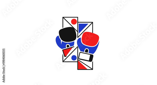 Colorful boxing gloves icon design.