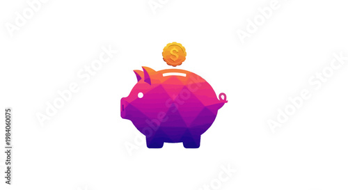 Colorful Piggy Bank with Coin.