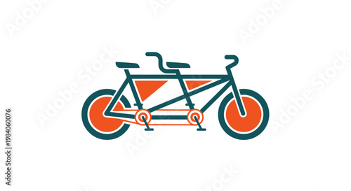 Colorful Tandem Bike Illustration Design.