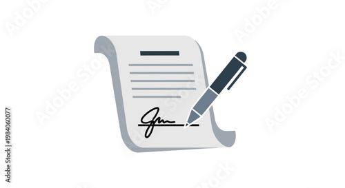 Contract Document with Pen and Signature.