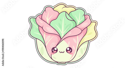 Cute cartoon cabbage character face.
