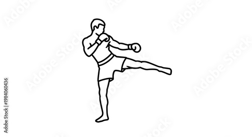 Man in fighting stance kicking hard.