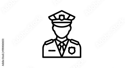 Police Officer Wearing Uniform Hat.