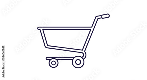 Shopping cart with wheels isolated.