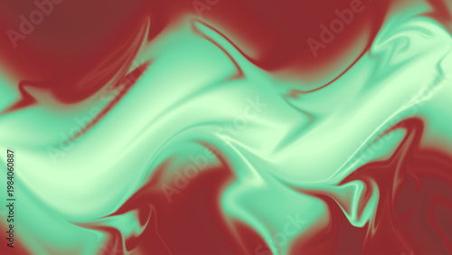 Abstract turquoise green swirl vector with reddish brown gradient fluid motion dynamic artistic background