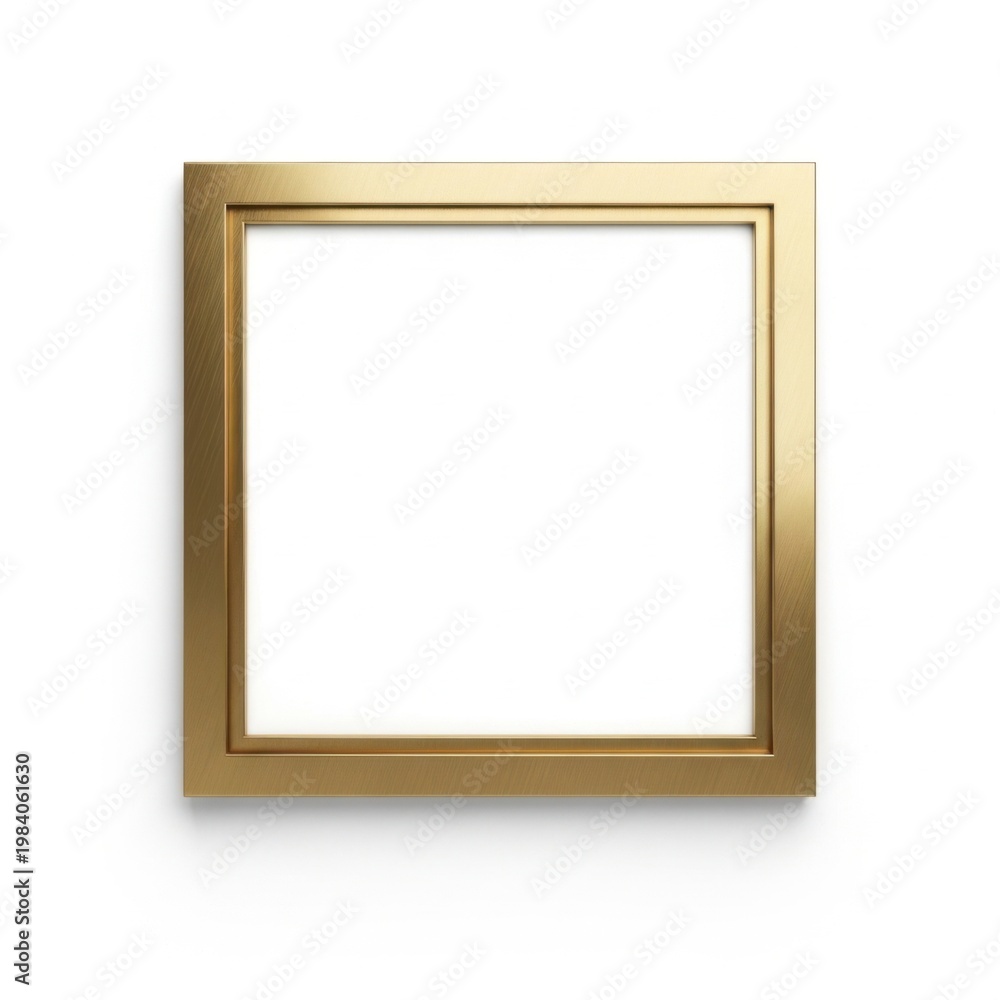 Obraz premium Square gold frame with brushed metal texture, isolated on white