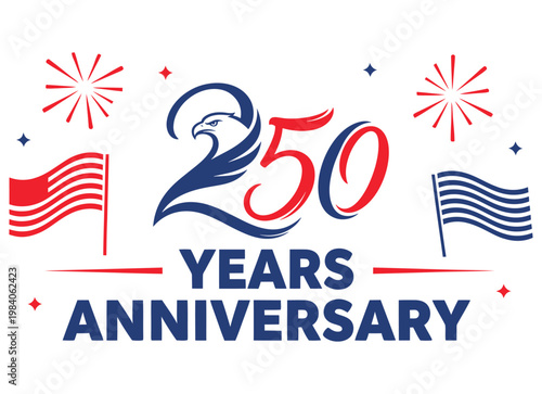 Celebrating the 250th anniversary of a significant national milestone with patriotic symbols