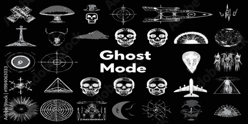 A collection of ghostly occult and celestial white illustrations