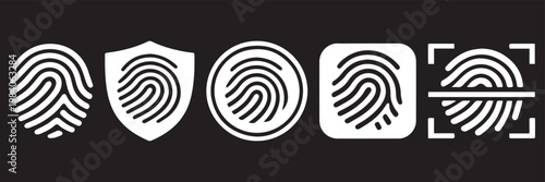 fingerprint vector icon Signature concept for password encryption . Set fingerprint scanning icon sign stock Fingerprint scanning icon . Fingerprint Shield Security Icon Set .