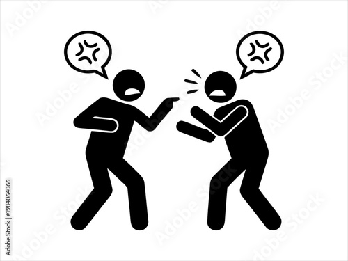 Graphic depiction of an intense verbal confrontation and disagreement