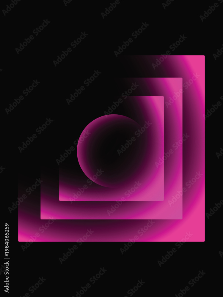 Fototapeta premium Abstract pink neon squares a gradient geometric design