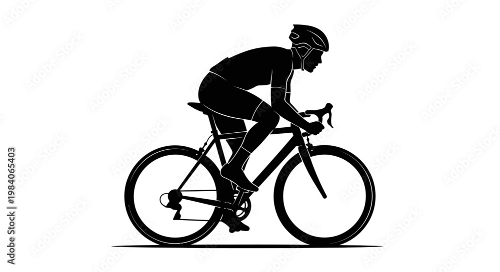 Obraz premium Professional cyclist riding a road bike in a dynamic silhouette illustration.