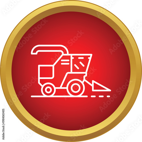 Combine harvester icon representing modern agricultural farming equipment and grain harvesting