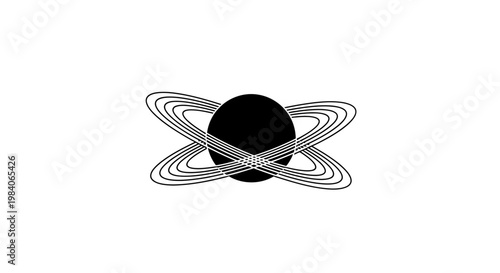 Abstract atom symbol with orbital lines