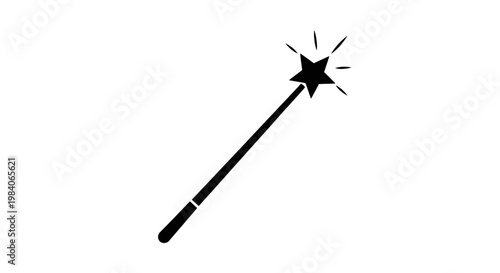 A magic wand with a star on a white background