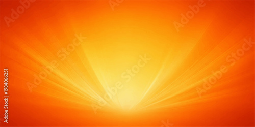 Abstract sunrise background with bright orange and yellow sun rays bursting through a summer sky to create a glowing vector nature illustration