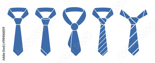 Necktie Icon Vector Set, Business Tie Silhouette Symbols Collection, Formal Wear Accessories Illustration Pack for Office, Corporate Branding, Fashion Design and Professional UI Graphics