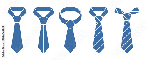 Necktie Icon Vector Set, Business Tie Silhouette Symbols Collection, Formal Wear Accessories Illustration Pack for Office, Corporate Branding, Fashion Design and Professional UI Graphics