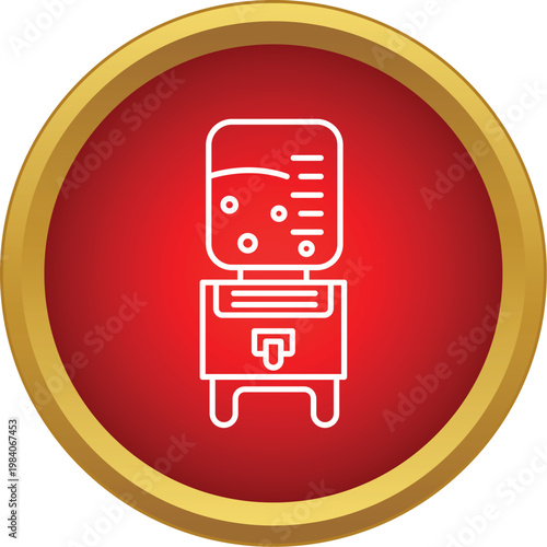 Water cooler beverage dispenser icon in red circle