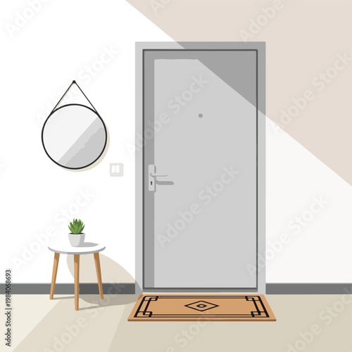 Modern gray metal front entrance door.