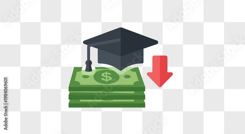 Student Loan Debt Reduction or Education Cost Decrease Concept