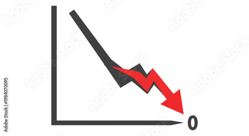 downward trend graph illustrating market decline and financial loss symbolizing a business crisis or economic collapse hitting zero.
