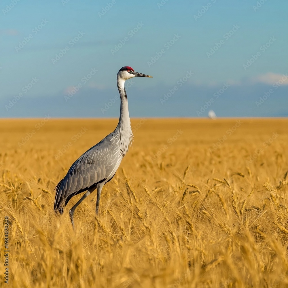 Obraz premium grey crowned crane