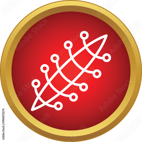 White suture or scar line icon on red and gold button