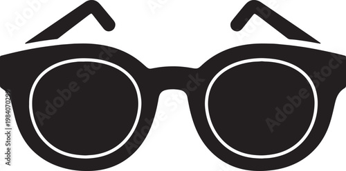 Black eyeglasses on transparent background vector graphic.
