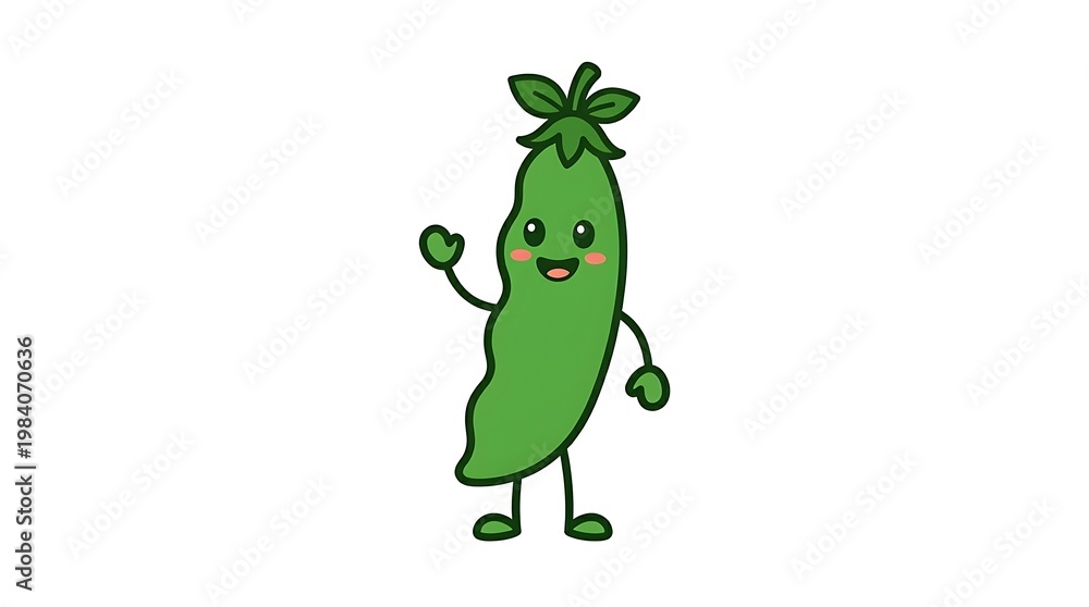 Fototapeta premium Cute cartoon cucumber character standing.