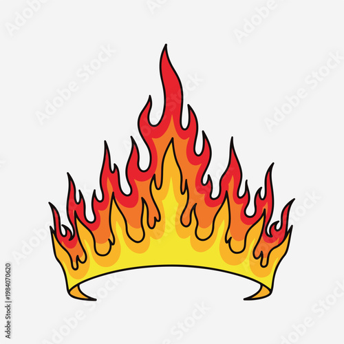 A cartoon illustration of a fiery crown